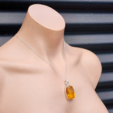 Solid Sterling Silver & Natural Citrine Handmade Pendant & Chain Necklace