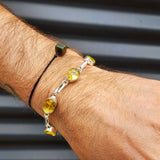 Solid Sterling Silver & Natural Citrine Stone Handmade Chain Bracelet