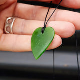 NZ Greenstone Pounamu Heart Pendant Necklace (N70)