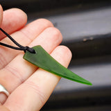 NZ Greenstone Pounamu Tooth Pendant Necklace (N76)