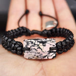 New Zealand Rhodonite One Off Macrame Bracelet (1A3-667)