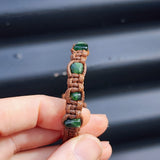 Greenstone One Off Macrame Bracelet - Brown 5 Stones