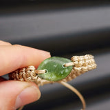 New Zealand Greenstone One Off Macrame Bracelet (1A3-671)