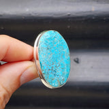 (R) Solid Sterling Silver & Natural Turquoise Handmade Solitaire Ring