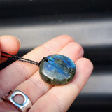 Natural Labradorite Round Pendant Necklace (1BBB261)