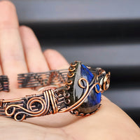 Handmade Copper & Natural Labradorite Wrap Cuff Bracelet