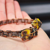 Handmade Copper & Raw Tiger Eye Cuff Bracelet