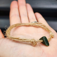 Rustic NZ Greenstone Pounamu One Off Macrame Anklet (1A3-647)