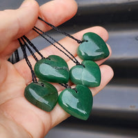 Natural Greenstone Heart Pendant Necklaces