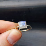 (Q) Solid Sterling Silver & Moonstone Handmade Solitaire Ring