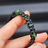 Greenstone Macrame Bracelet - Black 5 Stones