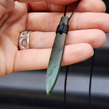 NZ Greenstone Pounamu Spear Pendant Necklace (N63)