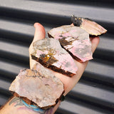 500g Raw New Zealand Rhodonite / Pink Pounamu Carving Slices (R14B73)