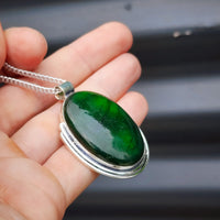 Solid Sterling Silver & Green Labradorite Handmade Necklace