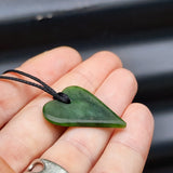 NZ Greenstone Pounamu Heart Pendant Necklace (N95)