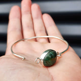 Solid Sterling Silver & Natural Turquoise Handmade Bangle Bracelet