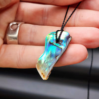 Natural Paua Abalone Free Shape Pendant Necklace (1BBB255)