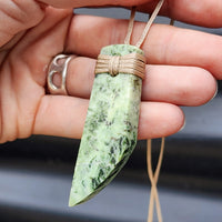 NZ Greenstone Pounamu Toki Pendant Necklace (N61)