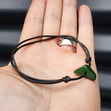 NZ Greenstone Pounamu One Off Macrame Anklet (1A3-678)