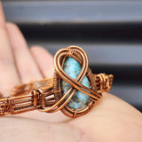 Handmade Copper & Natural Larimar Wrap Cuff Bracelet