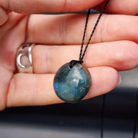 Natural Labradorite Round Pendant Necklace (1BBB260)