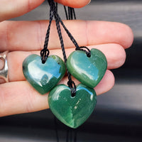 Natural Greenstone Heart Pendant Necklaces