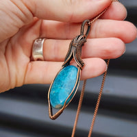 Handmade Copper & Natural Apatite Wire Wrap Necklace