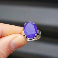 (T) Solid Sterling Silver & Natural Purple Sapphire Handmade Solitaire Ring