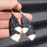 Natural Hand Carved Maori Bone Carving Earrings - Feathers