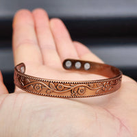 Copper Magnetic Flower Cuff Bracelet