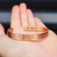 Copper Magnetic Heart Cuff Bracelet