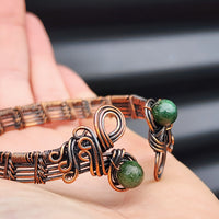 Handmade Copper & Natural Greenstone Cuff Bracelet