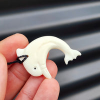 Natural Hand Carved Maori Bone Carving Pendant Necklace - Dolphin