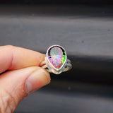 (M) Solid Sterling Silver & Mystic Topaz Handmade Solitaire Ring