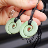 New Zealand Greenstone Pounamu Koru Pendant Necklace