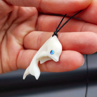 Natural Hand Carved Maori Bone Carving Pendant Necklace - Dolphin