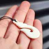 Natural Hand Carved Maori Bone Carving Pendant Necklace - Twist Hook