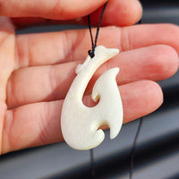 Natural Hand Carved Maori Bone Carving Pendant Necklace - Manaia