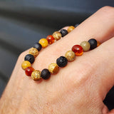 Adults Bracelet - Cognac Amber, Raw Cherry, Lava & Jasper