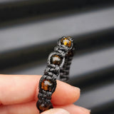 Black Macrame Cord & Polished Green Amber Bracelet