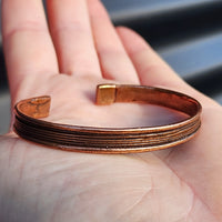 Rustic Copper Lines Cuff Bracelet