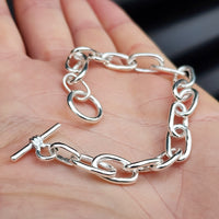 Solid Sterling Silver Handmade Chunky Chain Bracelet