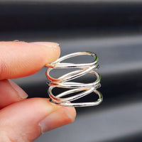 (R) Handmade Solid Sterling Silver Spiral Cuff Ring