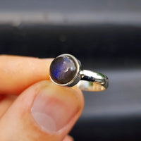 (O) Solid Sterling Silver & Labradorite Stone Handmade Solitaire Ring