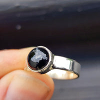 (Q) Solid Sterling Silver & Black Onyx Stone Handmade Solitaire Ring