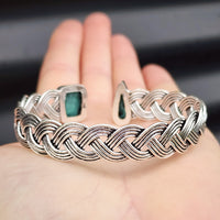 Solid Sterling Silver & Natural Malachite Handmade Cuff Bracelet