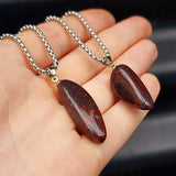 Stainless Steel & Natural Bloodstone Pendant Necklace