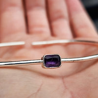 Solid Sterling Silver & Natural Amethyst Handmade Cuff Bracelet