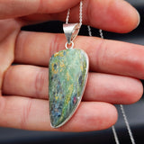 Solid Sterling Silver & Natural Ruby Fuchsite Kyanite Necklace