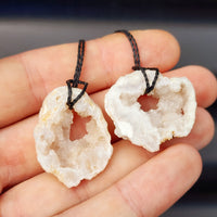 Natural Agate Druzy Pendant Necklaces